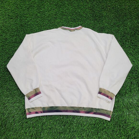 Vintage 90s Nutmeg Ringer Sweatshirt XL 26x27 White - Picture 2 of 13